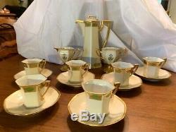 Rare Exquisite Vintage T&V Limoges Porcelain Art Deco Teaset for 6