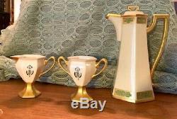 Rare Exquisite Vintage T&V Limoges Porcelain Art Deco Teaset for 6
