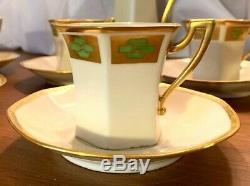 Rare Exquisite Vintage T&V Limoges Porcelain Art Deco Teaset for 6