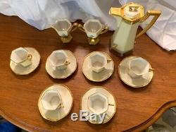 Rare Exquisite Vintage T&V Limoges Porcelain Art Deco Teaset for 6