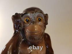 Rare German Goebel Art Deco Porcelain Animal Monkey Marked Perfume Figure Lamp