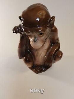 Rare German Goebel Art Deco Porcelain Animal Monkey Marked Perfume Figure Lamp