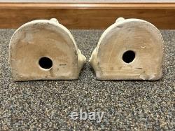 Rare German Porcelain Art Deco Seated Woman with Skirt Bookend Pair