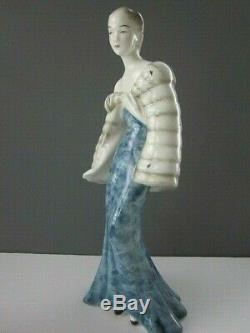 Rare Goldscheider Elegant Art Deco Woman Figurine in Fine Porcelain