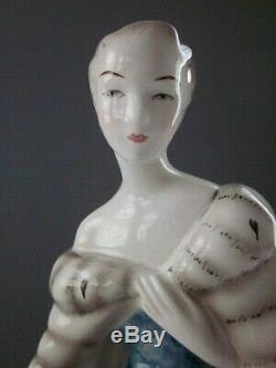 Rare Goldscheider Elegant Art Deco Woman Figurine in Fine Porcelain