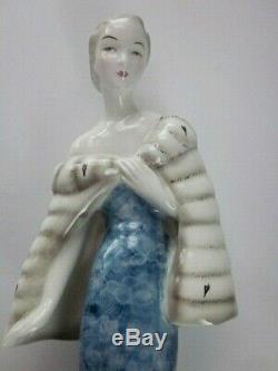 Rare Goldscheider Elegant Art Deco Woman Figurine in Fine Porcelain