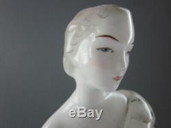 Rare Goldscheider Elegant Art Deco Woman Figurine in Fine Porcelain
