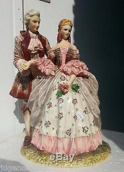 Rare Huge Carlo Mollica Italy Handpainted Ceramic Figurine Couple Art Deco