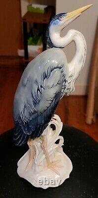 Rare Karl Ens Porcelain Bird Large Heron 13 Windmill Stamp Deco 1930