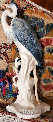 Rare Karl Ens Porcelain Bird Large Heron 13 Windmill Stamp Deco 1930