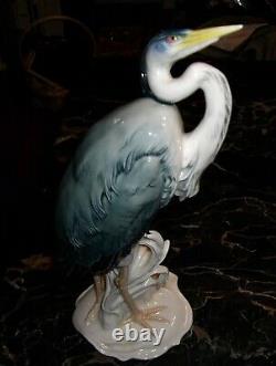 Rare Karl Ens Porcelain Bird Large Heron 13 Windmill Stamp Deco 1930