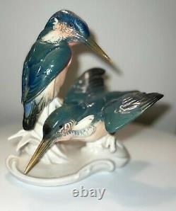 Rare King Fishers Karl Ens Porcelain Bird Pair Figurine Germany C. 1919