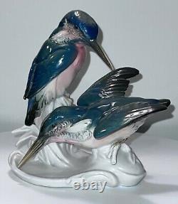 Rare King Fishers Karl Ens Porcelain Bird Pair Figurine Germany C. 1919