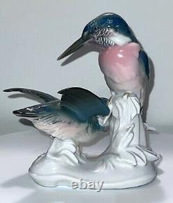 Rare King Fishers Karl Ens Porcelain Bird Pair Figurine Germany C. 1919
