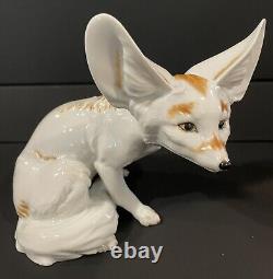 Rare Large Antique Art Deco Augarten Wien Porcelain Fennec Desert Fox Figurine