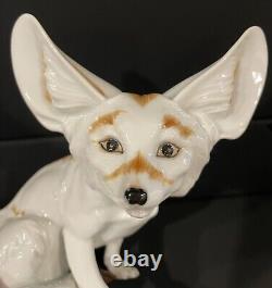 Rare Large Antique Art Deco Augarten Wien Porcelain Fennec Desert Fox Figurine