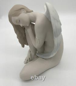 Rare! Llardo Porcelain Figurine Sitting Angel Hand Painted 6 NWOB