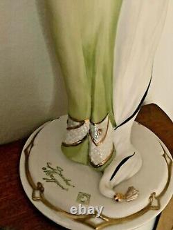 Rare Porcelain Figurine Art Deco Lady 1929, Capodimonte, Signed & For Birks & Sons