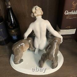 Rare Rosenthal Art Deco Porcelain Nude Figure With Two Bears Signed G Oppel