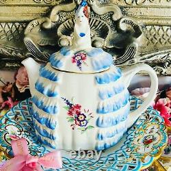 Rare Sadler Crinoline Lady Ye Daintee Laydee Dainty Blue Floral Teapot