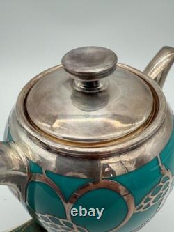 Rare Stunning Rosenthal 1920-30s Silver Overlay Art Deco Tea Service Set