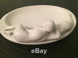 Rare Vintage Goebel Art Deco Porcelain 1920s Nude Borzoi Dog Figurine Dish