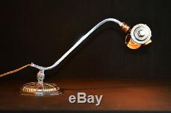 Rare Vintage art deco 1920s Chrome bankers lamp original swivel trough shade