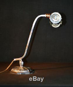 Rare Vintage art deco 1920s Chrome bankers lamp original swivel trough shade