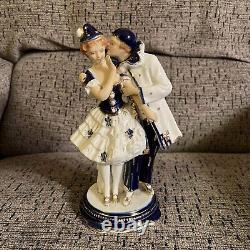 Rare Vtg Hinode Moriyama Pierrot Couple Art Deco Porcelain Figurine Japan As Is