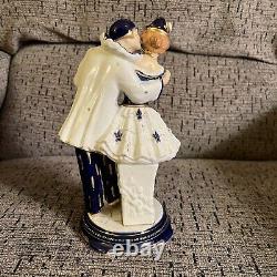 Rare Vtg Hinode Moriyama Pierrot Couple Art Deco Porcelain Figurine Japan As Is