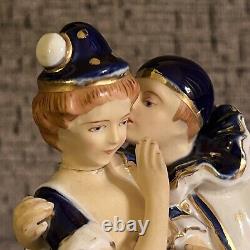 Rare Vtg Hinode Moriyama Pierrot Couple Art Deco Porcelain Figurine Japan As Is