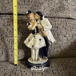 Rare Vtg Hinode Moriyama Pierrot Couple Art Deco Porcelain Figurine Japan As Is