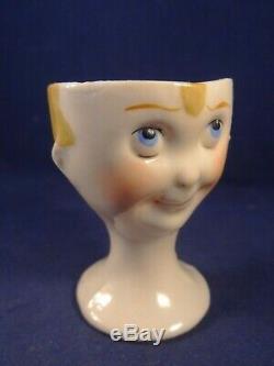 Rare vintage porcelain egg cup children's face googly eyes Art Deco Germany