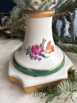 Regal Porcelain Hand-Painted Covered Urn, 18 Floral & Lattice Gilt, Art Deco
