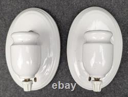Restored 1930s Art Deco, White Porcelain Sconces withRotary Switches, Guaranteed