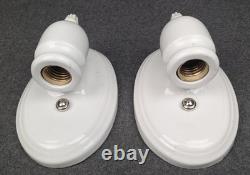 Restored 1930s Art Deco, White Porcelain Sconces withRotary Switches, Guaranteed