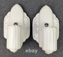 Restored PORCELIER Art Deco White Porcelain Sconces, Excellent, 1930's, Rewired