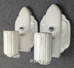 Restored PORCELIER Art Deco White Porcelain Sconces, Excellent, 1930's, Rewired
