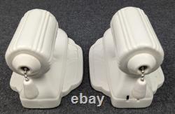 Restored PORCELIER Art Deco White Porcelain Sconces, Excellent, 1930's, Rewired