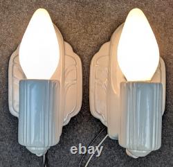 Restored PORCELIER Art Deco White Porcelain Sconces, Excellent, 1930's, Rewired