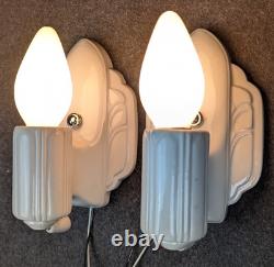 Restored PORCELIER Art Deco White Porcelain Sconces, Excellent, 1930's, Rewired