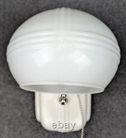 Restored PORCELIER Porcelain Art Deco, White Over-sink Sconce & Shade, rewired