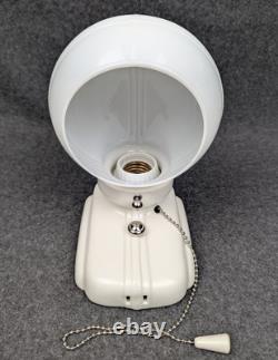 Restored PORCELIER Porcelain Art Deco, White Over-sink Sconce & Shade, rewired