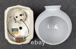 Restored PORCELIER Porcelain Art Deco, White Over-sink Sconce & Shade, rewired