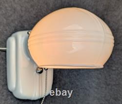 Restored PORCELIER Porcelain Art Deco, White Over-sink Sconce & Shade, rewired