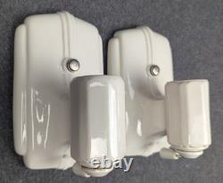 Restored Pair of PORCELIER Art Deco White Porcelain Sconces, Excellent, 1930's