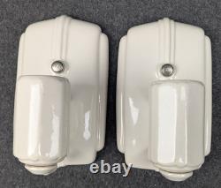 Restored Pair of PORCELIER Art Deco White Porcelain Sconces, Excellent, 1930's
