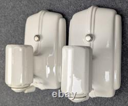 Restored Pair of PORCELIER Art Deco White Porcelain Sconces, Excellent, 1930's