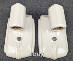 Restored Pair of PORCELIER Art Deco White Porcelain Sconces, Excellent, 1930's