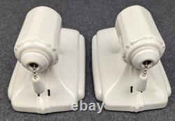 Restored Pair of PORCELIER Art Deco White Porcelain Sconces, Excellent, 1930's